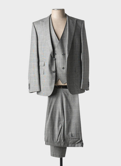 Costume de cérémonie fermeture zippée sous rabat avec crochet gris HUGO BOSS homme