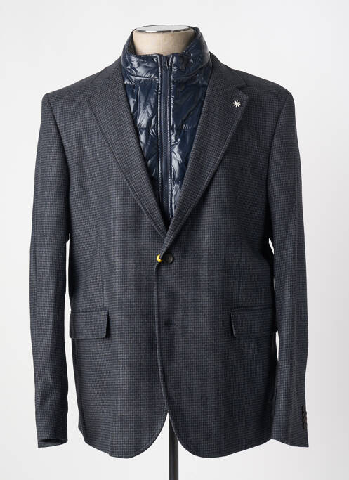 Manteau court imprimé carreaux sans capuche gris MANUEL RITZ homme