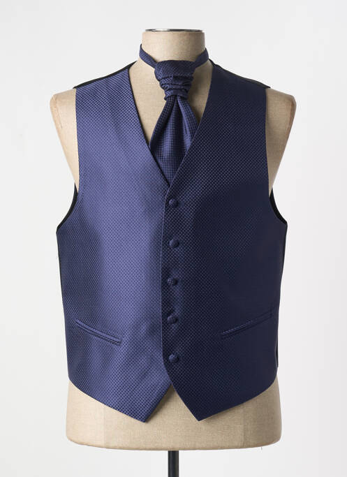 Gilet sans manche effet matière satinée bleu JEAN DE SEY homme