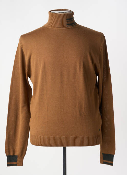 Pull col roulé marron MANUEL RITZ pour homme