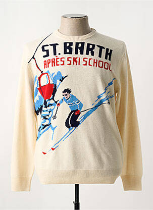 Pull tissage jacquard manches longues beige MC2 SAINT BARTH homme