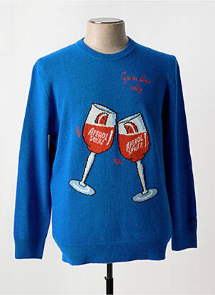 Pull tissage jacquard manches longues bleu MC2 SAINT BARTH homme