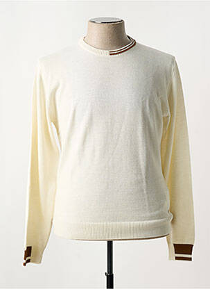 Pull maille souple et aérée manches longues beige MANUEL RITZ homme