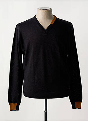 Pull col v manches longues noir MANUEL RITZ homme