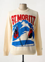 Pull col rond manches longues beige MC2 SAINT BARTH homme