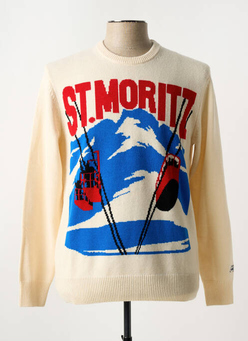 Pull col rond manches longues beige MC2 SAINT BARTH homme