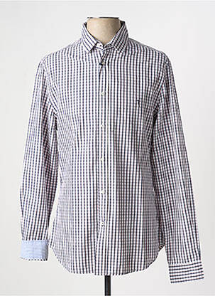 Chemise manches longues imprimé carreaux bleu TRUSSARDI JEANS homme