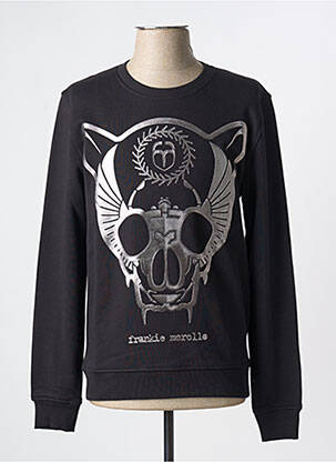 Pull col rond manches longues noir FRANKIE MORELLO homme