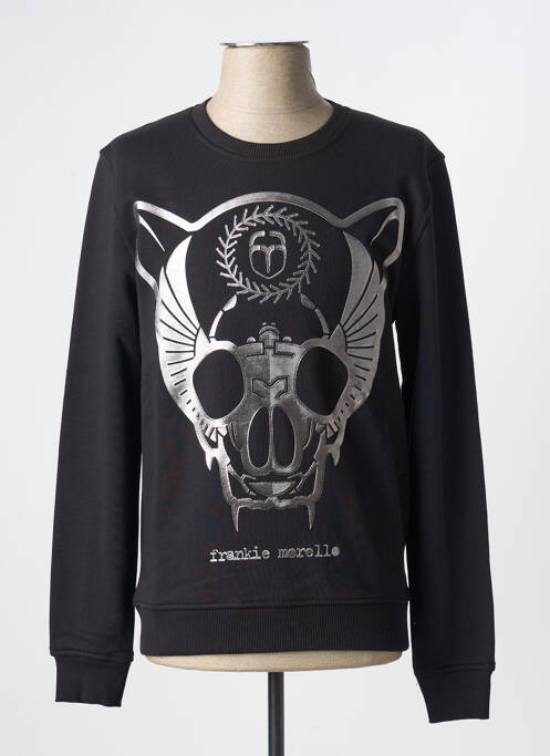 Pull col rond manches longues noir FRANKIE MORELLO homme