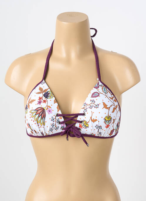 Haut de maillot de bain fermeture liens à nouer haut triangles blanc LPB femme