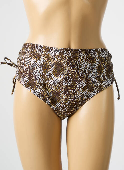 Bas de maillot de bain imprimé fantaisie culotte marron DEIDAD femme