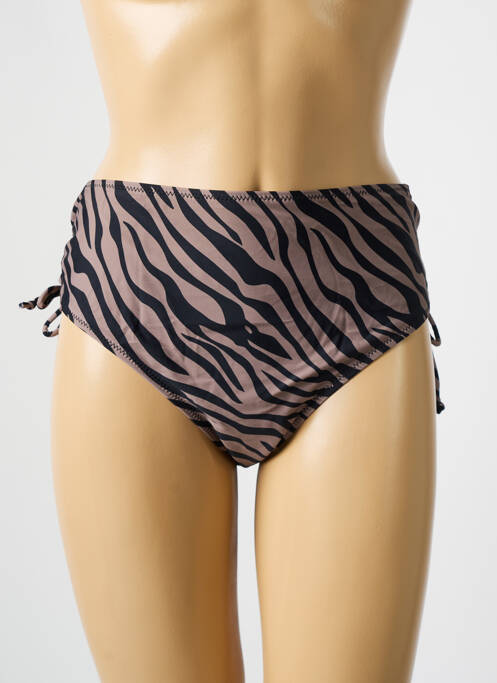 Bas de maillot de bain imprimé fantaisie culotte marron DEIDAD femme