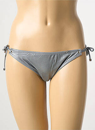 Bas de maillot de bain effet matière satinée bikini gris LPB femme