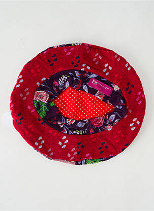 Chapeau forme béret rouge FIL DE JOUR femme
