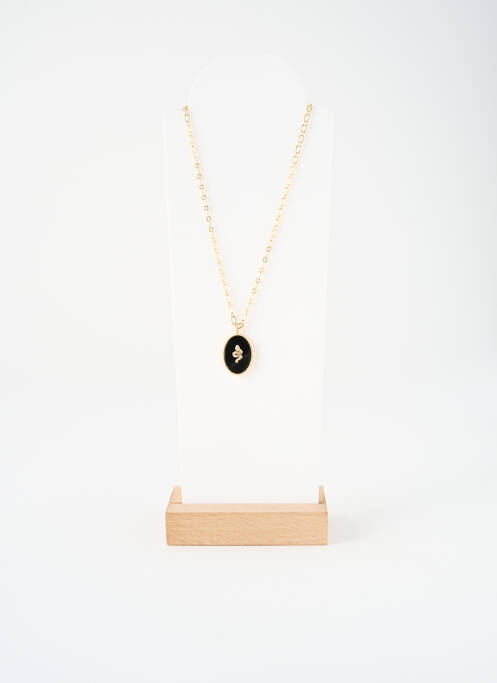 Collier ornement pierre noir NILAI femme