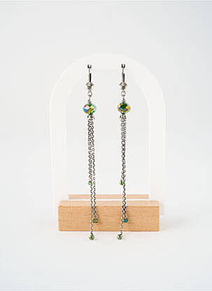 Boucles d’oreilles ornement perles vert KONPLOTT femme