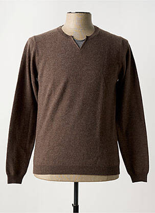 Pull stretch manches longues marron FERRANTE homme