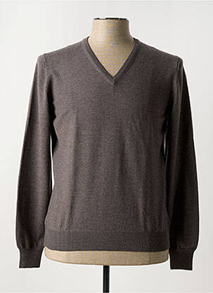 Pull col v manches longues marron GRAN SASSO homme