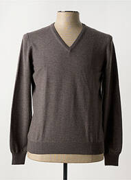 Pull col v manches longues marron GRAN SASSO homme