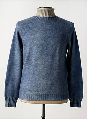 Pull col roulé stretch manches longues bleu AROVESCIO homme