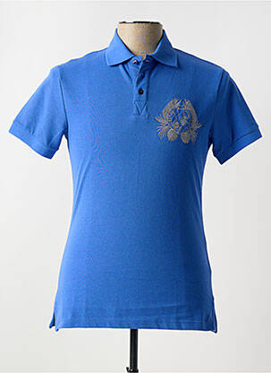Polo stretch manches courtes bleu VERSACE homme