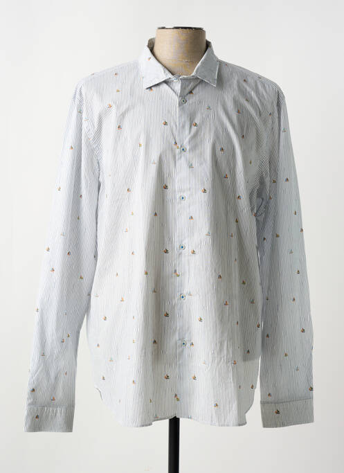 Chemise manches longues imprimé rayures bleu MANUEL RITZ homme