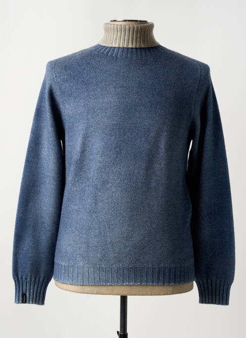 Pull col roulé stretch manches longues bleu AROVESCIO homme