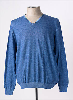Pull col v manches longues bleu FERRANTE homme