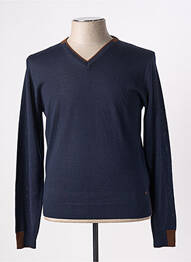 Pull col v manches longues bleu MANUEL RITZ homme