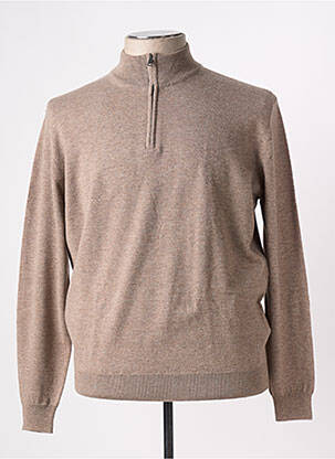 Pull stretch manches longues marron FERRANTE homme