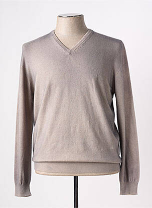 Pull stretch manches longues marron AROVESCIO homme