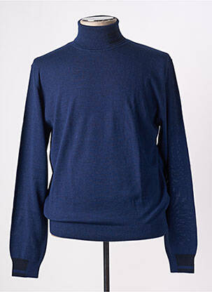 Pull col roulé manches longues manches longues bleu MANUEL RITZ homme