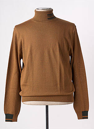 Pull col roulé marron MANUEL RITZ pour homme