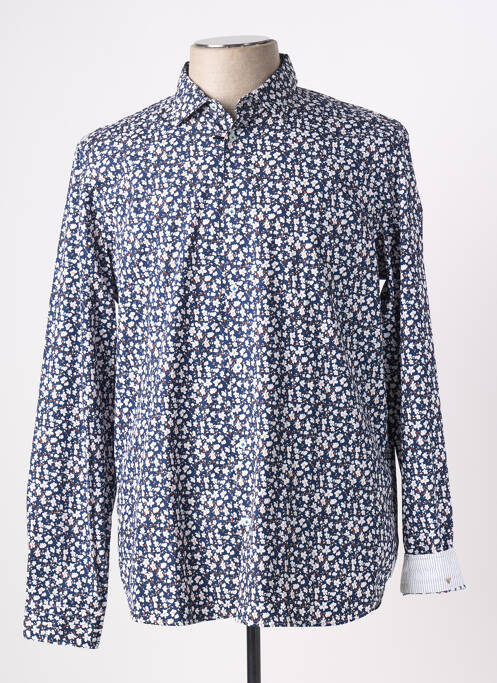 Chemise manches longues coupe droite bleu MANUEL RITZ homme