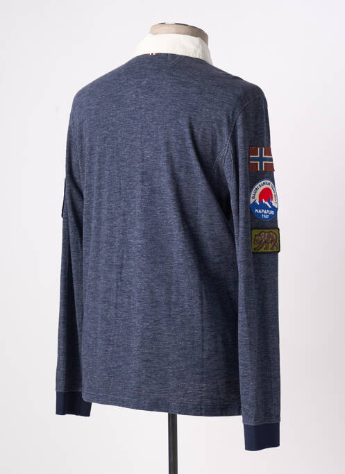 Polo tissage chiné manches longues bleu NAPAPIJRI homme