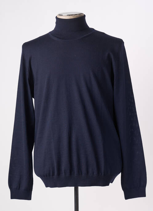 Pull col roulé stretch manches longues bleu HUGO BOSS homme