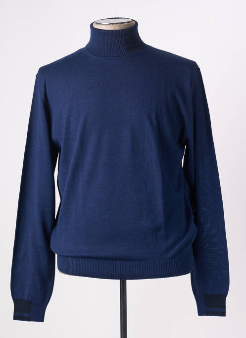 Pull col roulé bleu MANUEL RITZ pour homme