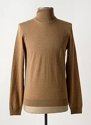 Pull col roulé marron HUGO BOSS pour homme