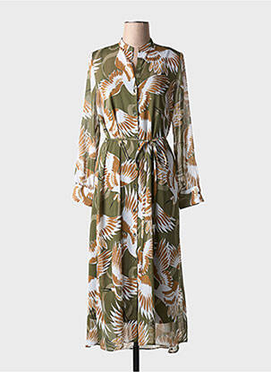 Robe longue manches longues manches longues vert HUGO BOSS femme
