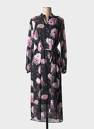 Robe longue imprimé fleurs manches longues noir HUGO BOSS femme