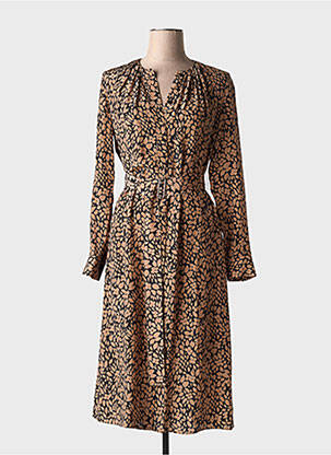 Robe mi-longue imprimé fleurs manches longues noir HUGO BOSS femme