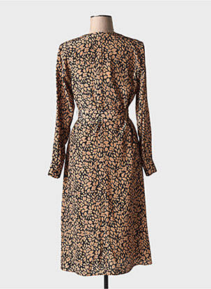 Robe mi-longue imprimé fleurs manches longues noir HUGO BOSS femme