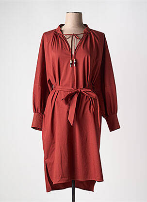 Robe mi-longue imprimé fantaisie manches longues orange HUGO BOSS femme
