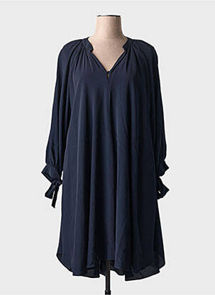 Robe mi-longue coupe fluide manches longues bleu HUGO BOSS femme