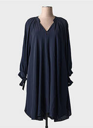 Robe mi-longue coupe fluide manches longues bleu HUGO BOSS femme