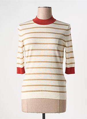 Pull coupe cintrée manches courtes beige HUGO BOSS femme