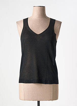 Pull coupe cintrée sans manche noir D.EXTERIOR femme