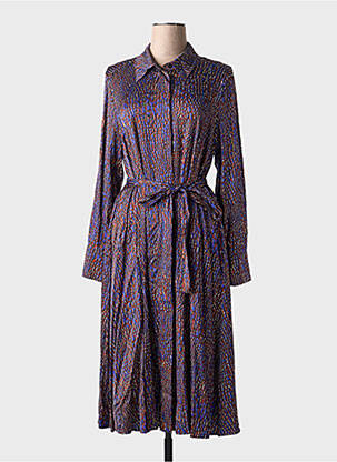 Robe mi-longue imprimé fantaisie manches longues violet HUGO BOSS femme