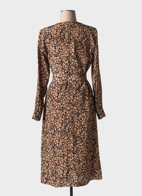 Robe mi-longue imprimé fleurs manches longues noir HUGO BOSS femme