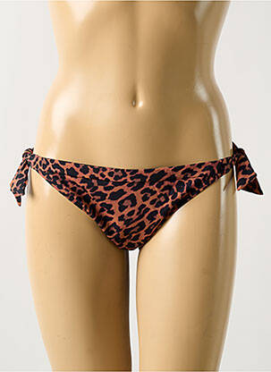 Bas de maillot de bain tissage satiné bikini marron PRIMA DO3 femme